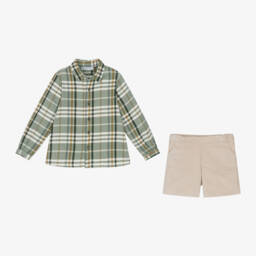Paloma de la O-Boys Checked Shirt & Velvet Shorts | Childrensalon Outlet