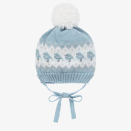 Paloma de la O-Boys Fair Isle Blue Pom-Pom Cap | Childrensalon Outlet