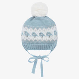 Paloma de la O-Boys Fair Isle Blue Pom-Pom Cap | Childrensalon Outlet