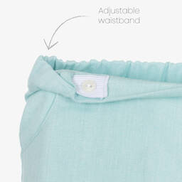 Paloma de la O-Boys Green Striped Cotton Shorts Set | Childrensalon Outlet