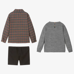 Paloma de la O-Черно-серый комплект с шортами из хлопка | Childrensalon Outlet