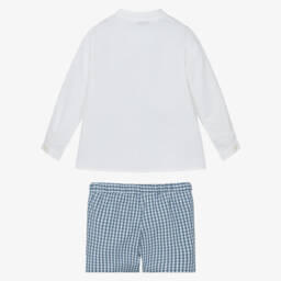 Paloma de la O-Кремовый и синий комплект шорт для мальчиков с узором | Childrensalon Outlet