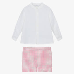 Paloma de la O-Кремовый и розовый комплект шорт для мальчиков | Childrensalon Outlet