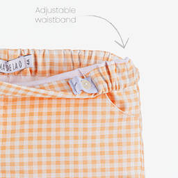 Paloma de la O-Boys Ivory Shirt & Orange Check Shorts Set | Childrensalon Outlet