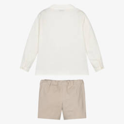 Paloma de la O-طقم أولاد بلوزة عاجية وشورت بيج | Childrensalon Outlet