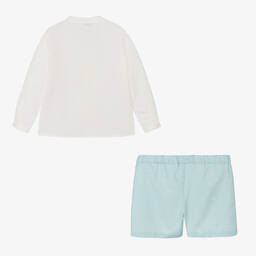 Paloma de la O-Boys Mint Green Cotton & Linen Shorts Set | Childrensalon Outlet