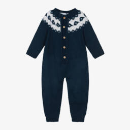 Paloma de la O-Boys Navy Knitted Babygrow | Childrensalon Outlet