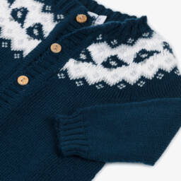 Paloma de la O-Boys Navy Knitted Babygrow | Childrensalon Outlet