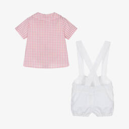 Paloma de la O-طقم أولاد بنقشة مربعات وردية وبيضاء | Childrensalon Outlet