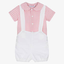 Paloma de la O-طقم أولاد بنقشة مربعات وردية وبيضاء | Childrensalon Outlet