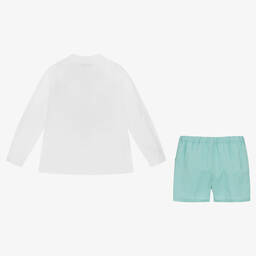 Paloma de la O-Boys White & Blue Shorts Set | Childrensalon Outlet