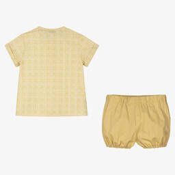 Paloma de la O-Boys Yellow Check Shorts Set | Childrensalon Outlet