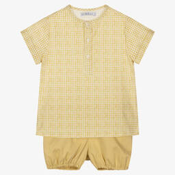 Paloma de la O-Boys Yellow Check Shorts Set | Childrensalon Outlet