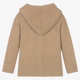 Paloma de la O-Brown Hooded Knit Cardigan | Childrensalon Outlet