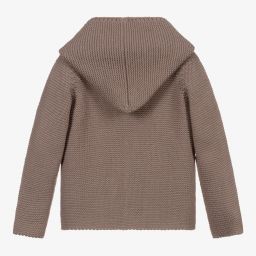 Paloma de la O-Brown Knitted Hooded Jacket | Childrensalon Outlet