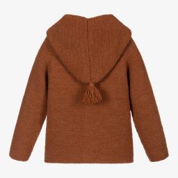 Paloma de la O-Brown Knitted Hooded Jacket   | Childrensalon Outlet