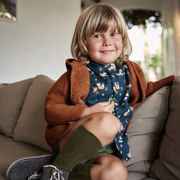 Paloma de la O-Brown Knitted Hooded Jacket   | Childrensalon Outlet