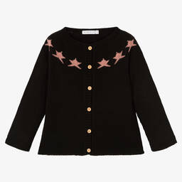 Paloma de la O-Черный кардиган с розовыми звездами | Childrensalon Outlet