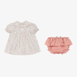 بالوما دي لا أو-طقم بلوز وشورت أطفال بناتي قطن بوبلين لون زهري بطبعة ورود | Childrensalon Outlet