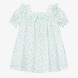 Paloma de la O-Girls Blue Cotton Daisy Print Dress | Childrensalon Outlet
