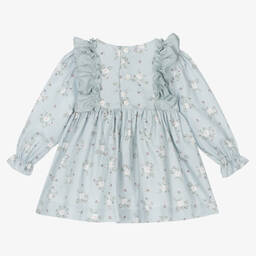 Paloma de la O-Girls Blue Cotton Floral Dress | Childrensalon Outlet