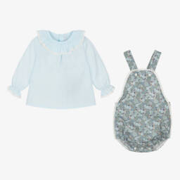 Paloma de la O-Girls Blue Floral Babysuit Ensemble | Childrensalon Outlet