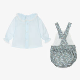 Paloma de la O-Girls Blue Floral Babysuit Ensemble | Childrensalon Outlet