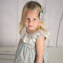 Paloma de la O-Girls Blue Floral Cotton Dress | Childrensalon Outlet