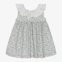 Paloma de la O-Girls Blue Floral Cotton Dress | Childrensalon Outlet