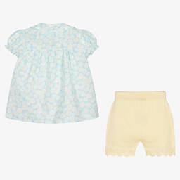 Paloma de la O-Girls Blue & Yellow Daisy Shorts Set | Childrensalon Outlet