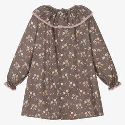 Paloma de la O-Girls Brown Cotton Floral Dress | Childrensalon Outlet