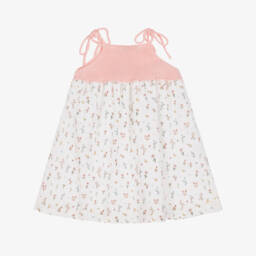 Paloma de la O-Girls Cotton Blush & Ivory Garden Dress | Childrensalon Outlet