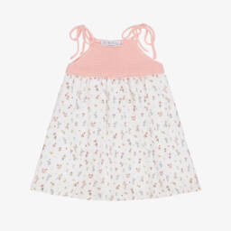 Paloma de la O-Girls Cotton Blush & Ivory Garden Dress | Childrensalon Outlet