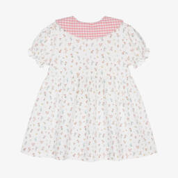 Paloma de la O-Хлопковое платье с цветочным узором для девочек розовое и белое | Childrensalon Outlet