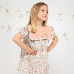 Paloma de la O-Girls Floral Dress in Pink & Green | Childrensalon Outlet