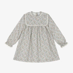 بالوما دي لا أو-فستان بطبعة ورود قطن لون أزرق | Childrensalon Outlet