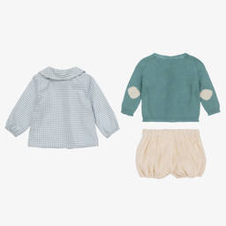 Paloma de la O-Girls Green & Ivory Corduroy Shorts Set | Childrensalon Outlet