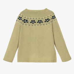 Paloma de la O-Зеленый вязаный кардиган для девочек | Childrensalon Outlet