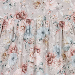 Paloma de la O-Girls Grey Cotton Floral Dress | Childrensalon Outlet
