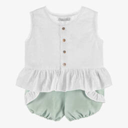 Paloma de la O-Летний комплект кремовый и шалфейный для девочек | Childrensalon Outlet