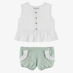 Paloma de la O-Летний комплект кремовый и шалфейный для девочек | Childrensalon Outlet