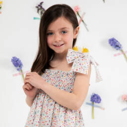 Paloma de la O-Girls Mint & Ivory Floral Sundress | Childrensalon Outlet