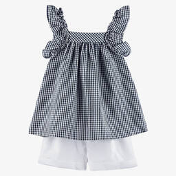 Paloma de la O-Girls Navy Blue & White Shorts Set | Childrensalon Outlet