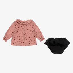 Paloma de la O-Girls Pink & Black Shorts Set | Childrensalon Outlet