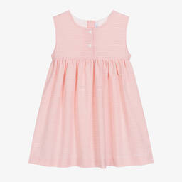Paloma de la O-Girls Pink Cotton Striped Dress | Childrensalon Outlet