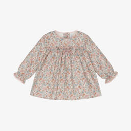 Paloma de la O-Girls Pink Floral Cotton Frock | Childrensalon Outlet