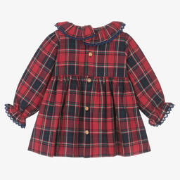 Paloma de la O-Girls Red Tartan Cotton Dress | Childrensalon Outlet