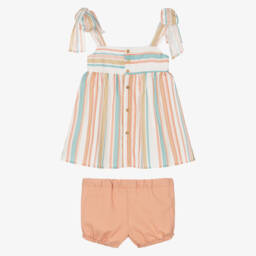 Paloma de la O-Яркий розовый полосатый ансамбль для девочек | Childrensalon Outlet