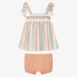 Paloma de la O-Яркий розовый полосатый ансамбль для девочек | Childrensalon Outlet