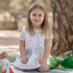 بالوما دي لا أو-فستان قطن لون أبيض للمولودات | Childrensalon Outlet